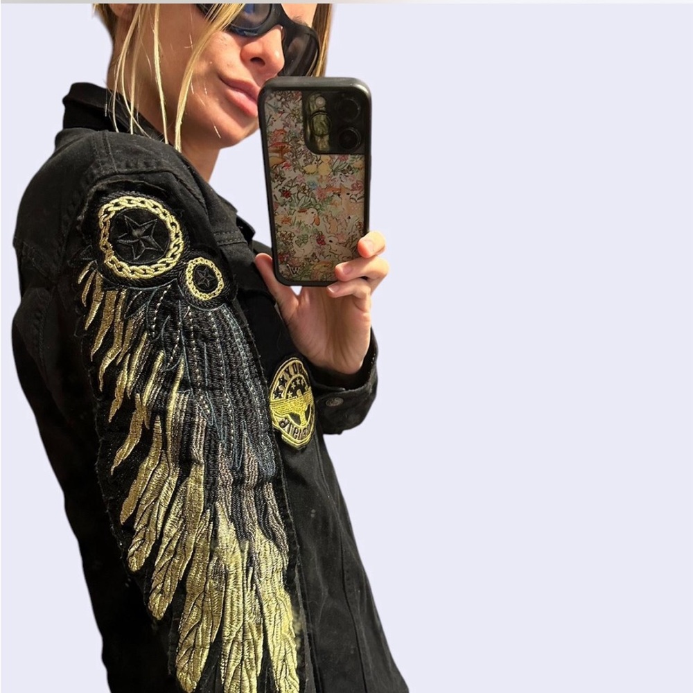 Boy London Unique Black Denim Jacket. Embroidered. Goth grunge rock and roll ⛓️